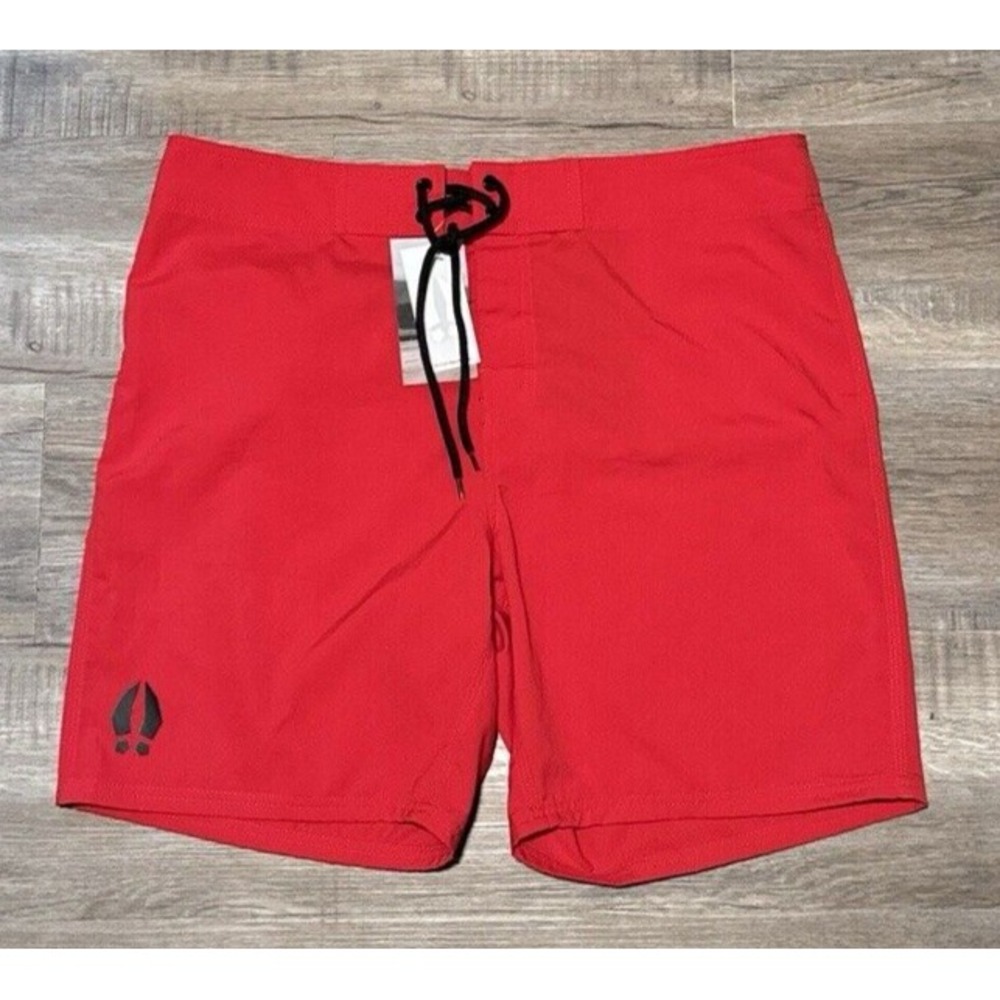 NEW Bearded Goat Men's Size 34 Solid Red Board Swim Shorts